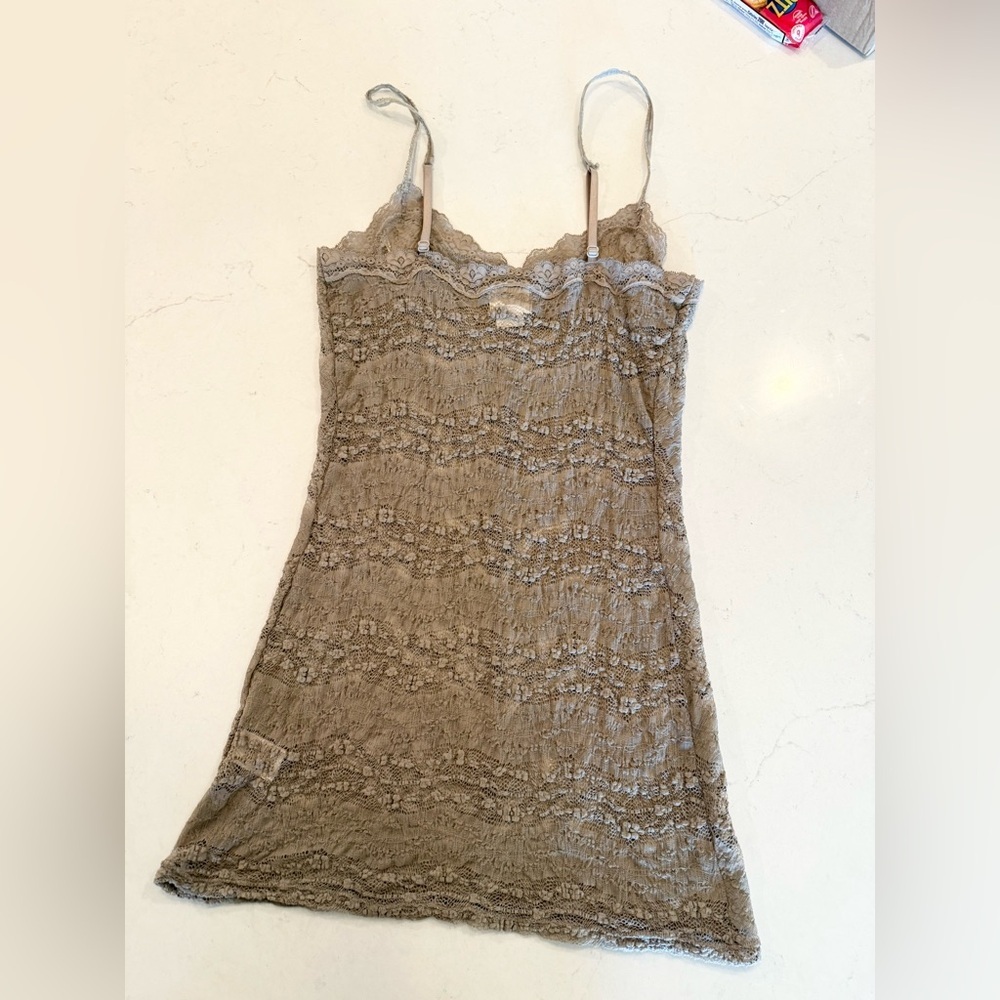 Free People Lace Detail Chemise in Tan